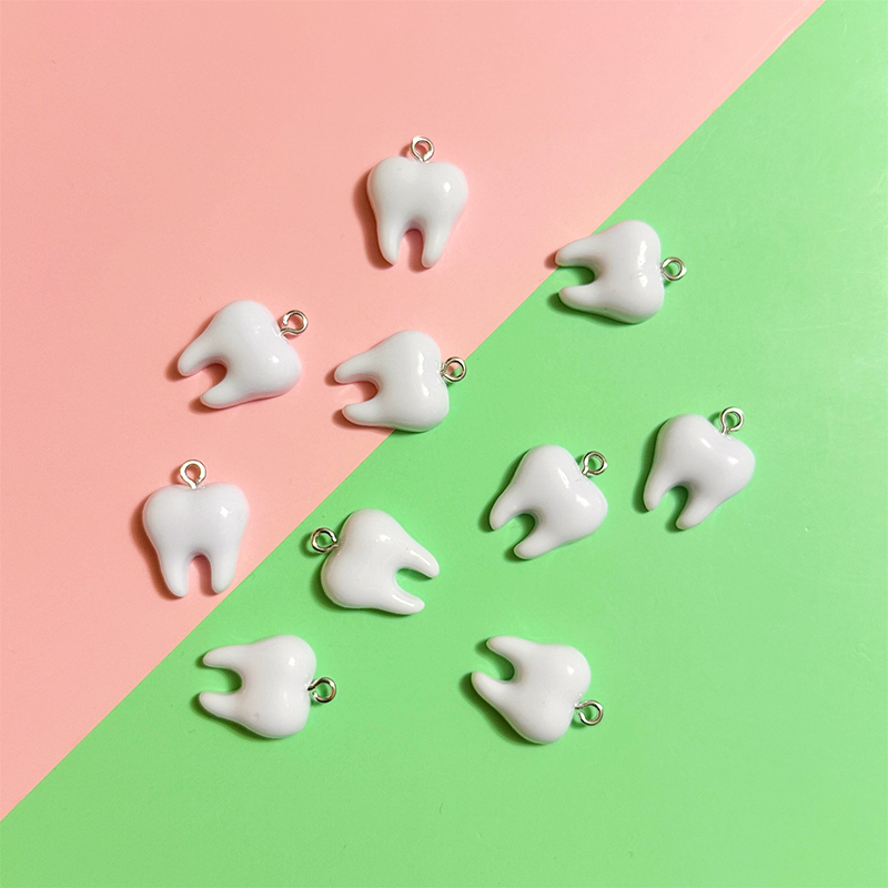 Resin Art Kits For Adults - 10pcs Cute White Teeth Resin Pendant