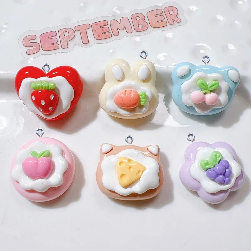 Resin Art Bracelet - 10Pcs Simulation Cute Fruit Cake Resin