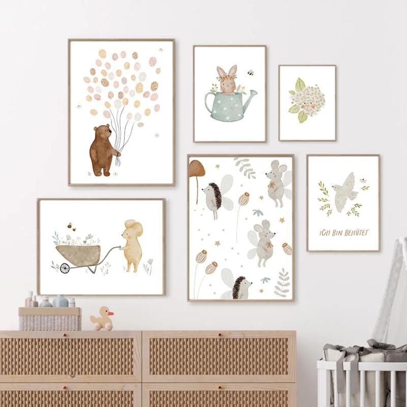 Resin Art Of Flowers - Boho Cartoon Farm Posters Prints Featuring