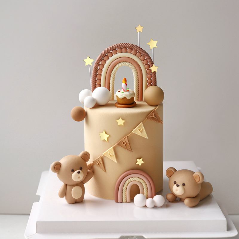 Soft Clay Cute Bear Cake Toppe - Resin Art Clay recension och pris