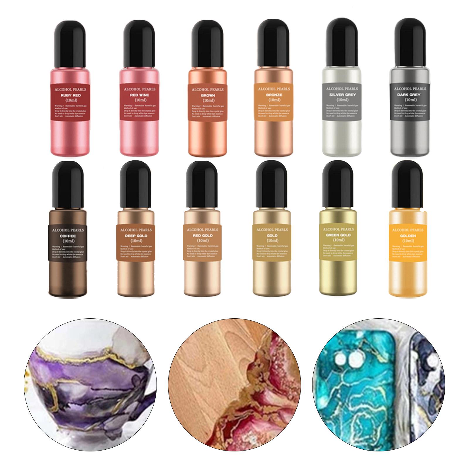 12 Bottles Metallic Alcohol In - Resin Pigment Alcohol Ink recension och pris