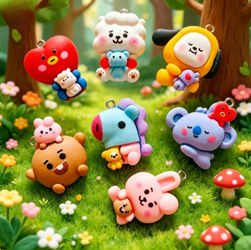 7pcs BT21 Resin Cartoon Charm  - Resin Art Kits For Adults recension och pris
