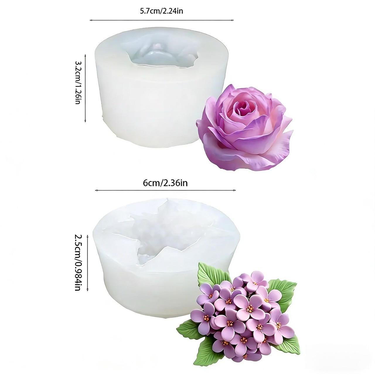 2-Piece 3D Rose and Lilac Sili - Resin Art Wedding Gift recension och pris