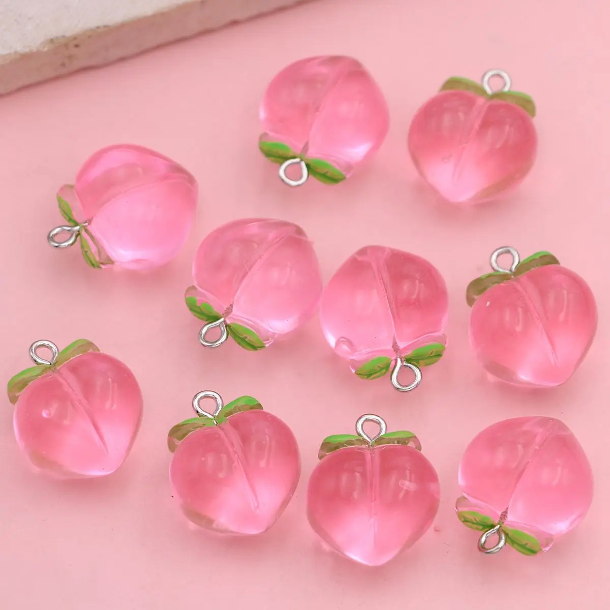 10Pcs Mini 3D Pink Peach Fruit - Resin Art Bracelet recension och pris