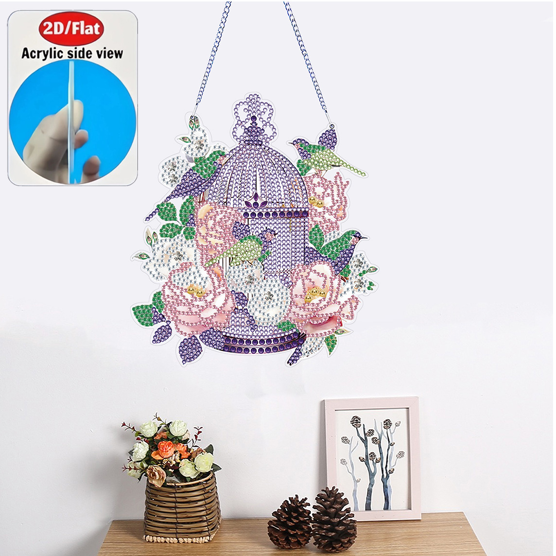 2D Flat Rose Birdcage Acrylic  - Resin Art Gift For Birthday recension och pris